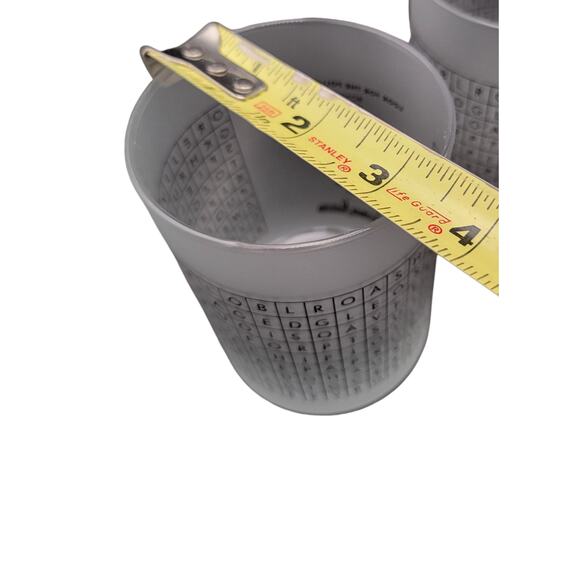 Rare Neiman Marcus Glass Barware Set of 4 Wall Street Word Search Frosted‎ - Picture 11 of 11